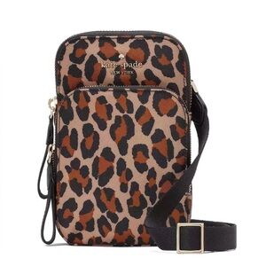 Kate Spade | Women's Chelsea Leopard Small North South Dual Zip Phone Crossbody